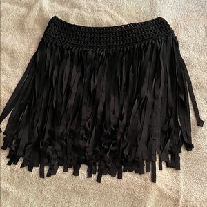 Elegant Black Fringe swim cover up